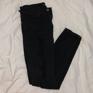black distressed jeans